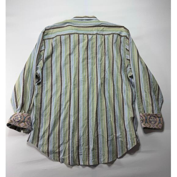 Robert Graham Men's Long Sleeve Multicolor Striped Button Up Shirt - Size XL - Picture 2 of 5